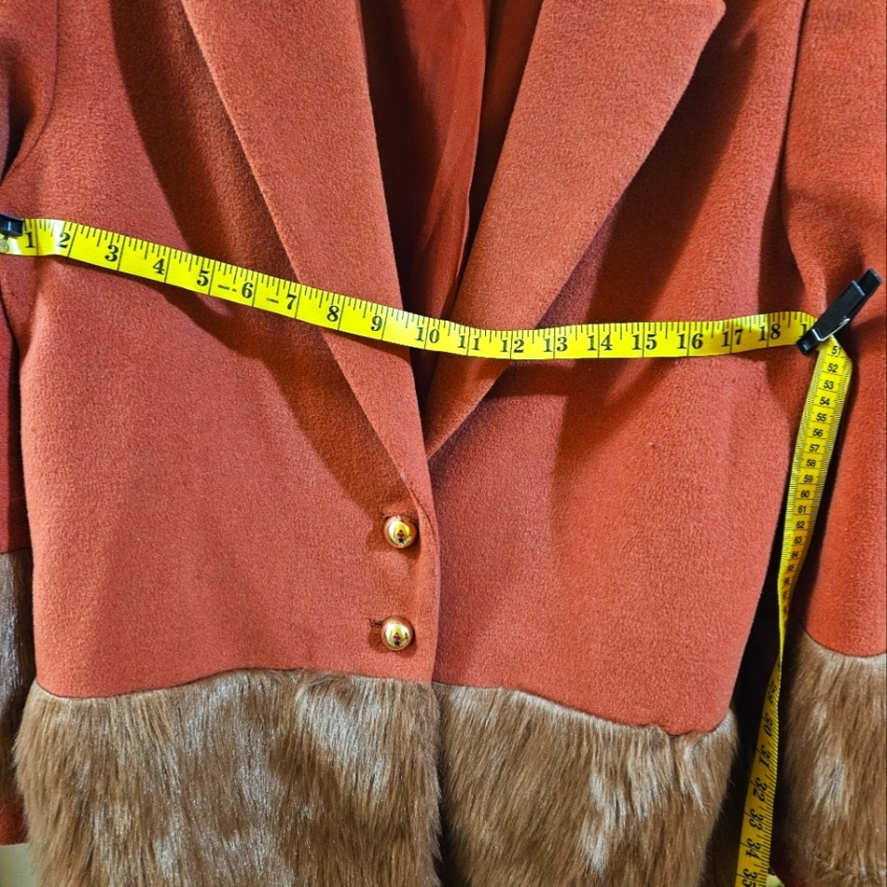 Anthropologie Keepsake Wool and Faux Fur Coat - X-Large Reddish Orange - Picture 13 of 15